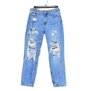 Aeropostale Women's 8 High Rise Mom Jeans Distressed Medium Wash Y2K Grunge